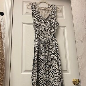 Soma Black and White Animal Print Midi Dress